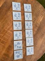 Authentieke 12 blauwe Spinhx tegels met bloem, 20 x 20 cm, Antiek en Kunst, Ophalen