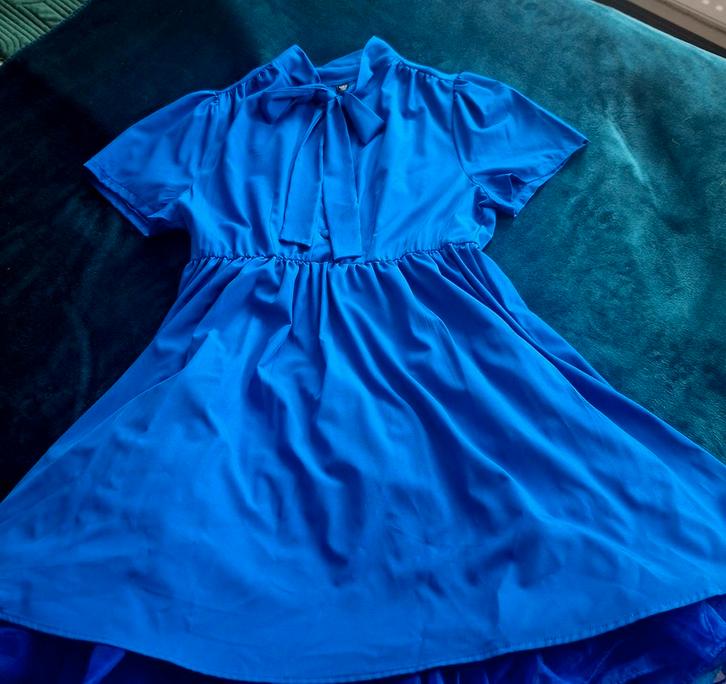 Koningsblauwe Swingdress + Petticoat, Kleding | Dames, Jurken, Zo goed als nieuw, Maat 46/48 (XL) of groter, Blauw, Knielengte