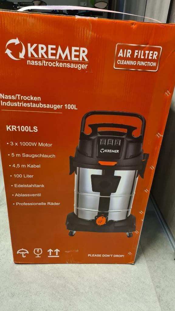 Kremer KR100LS nat en droog stofzuiger, Doe-het-zelf en Verbouw, Reinigingsmachines, Nieuw, Overige typen, Ophalen of Verzenden