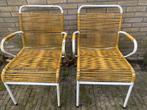 Spaghetti (tuin-terras)stoelen vintage geel, Huis en Inrichting, Stoelen, Ophalen, Gebruikt, Overige kleuren, Twee