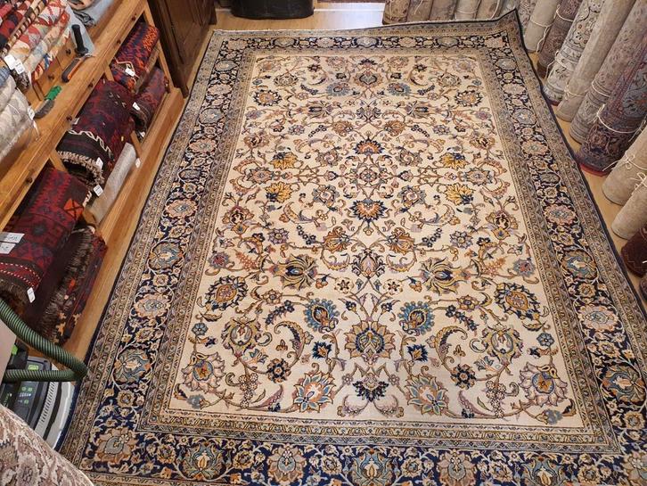 Vintage handgeknoopt perzisch tapijt kashan 386x262, Huis en Inrichting, Stoffering | Tapijten en Kleden, Gebruikt, 200 cm of meer