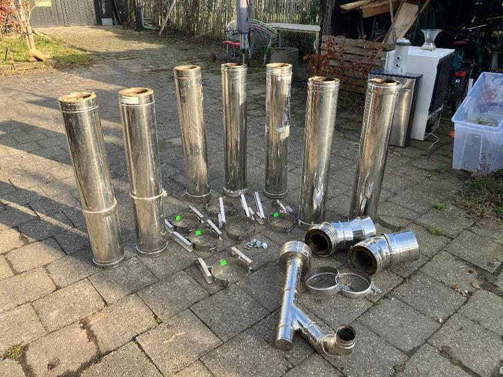 kachelpijp Solinox Double Wall 130 mm, Huis en Inrichting, Kachels, Zo goed als nieuw, Hangend, Pelletkachel, Hout, Ophalen