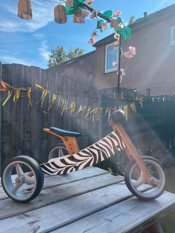 Houten Loopfietsje met Zebra Print handgeschilderd beschikbaar voor biedingen