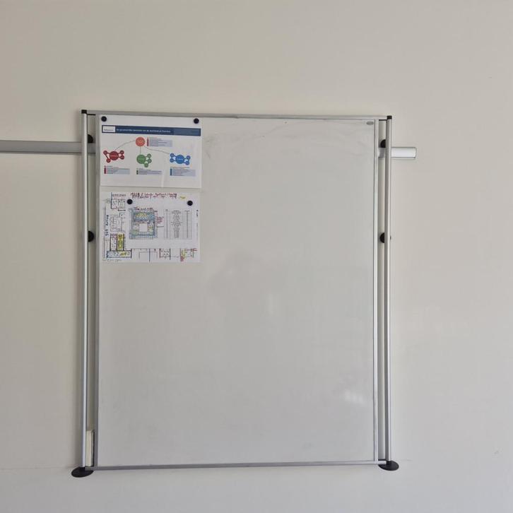 Magneetbord whitebord voor aan de wand verschuifbaar afm 15, Diversen, Bureau-accessoires, Gebruikt