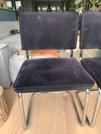 Twee Rib Stoelen met Chromen Onderstel, Huis en Inrichting, Stoelen, Ophalen, Gebruikt, Twee, Zwart