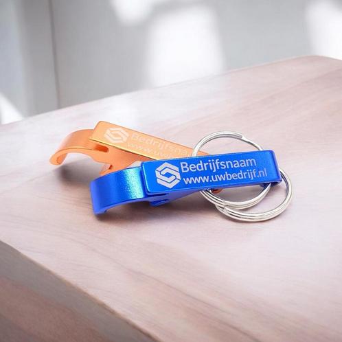 Gepersonaliseerde aluminium sleutelhanger als flesopener, Verzamelen, Sleutelhangers, Nieuw, Verzenden