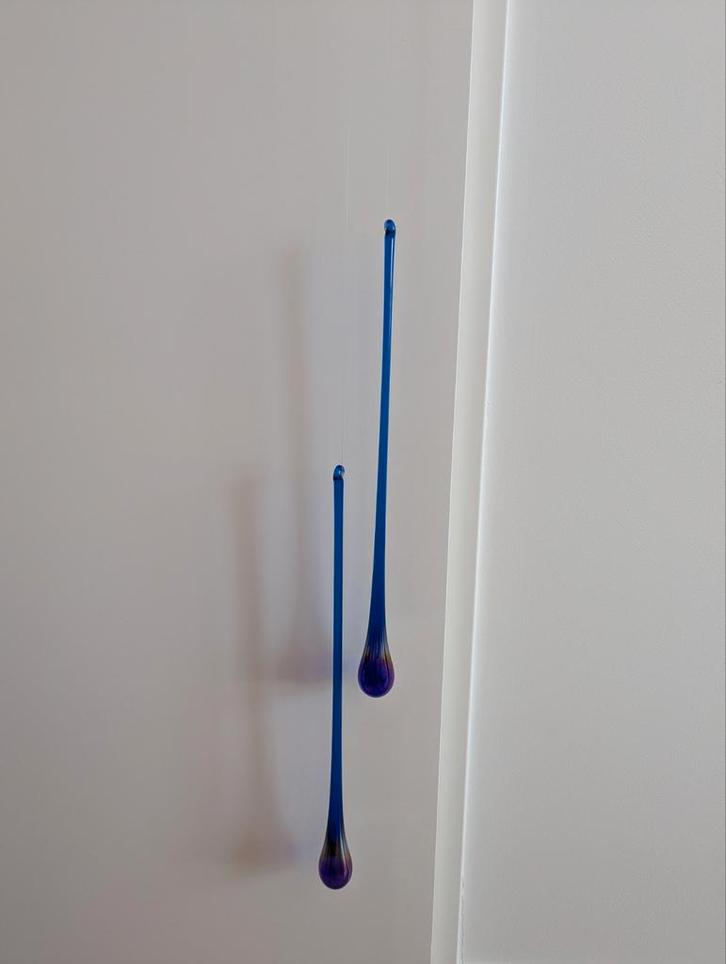 Glazen Hangers Blauw Olie-effect, Huis en Inrichting, Woonaccessoires | Vazen, Nieuw, Blauw, Minder dan 50 cm, Glas, Ophalen of Verzenden