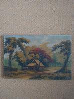 Balinees schilderij/ huisje met Waringin boom/ jaren '40-'50, Antiek en Kunst, Ophalen of Verzenden