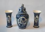 Delfts Blauw Kaststel - 3-delig, Antiek en Kunst, Antiek | Vazen, Ophalen of Verzenden