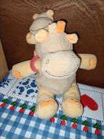 Nijlpaard knuffel met kind in rugzak Doukidou 25 cm groot, Ophalen of Verzenden