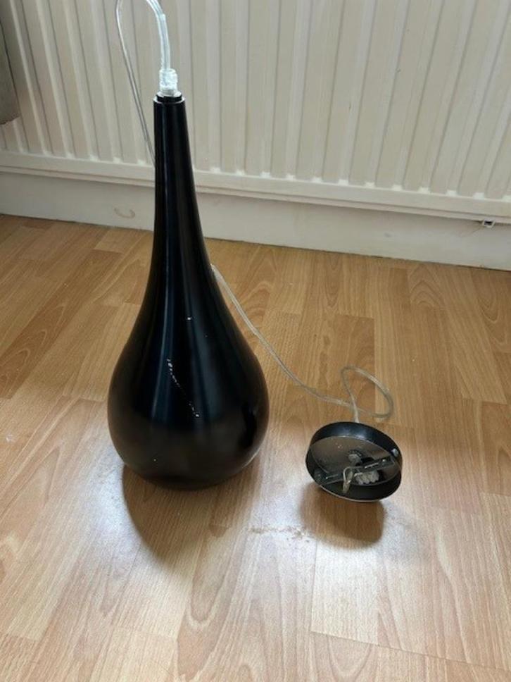 Hanglamp - Druppelvorm - Zwart - Metaal, Huis en Inrichting, Lampen | Hanglampen, Gebruikt, Minder dan 50 cm, Metaal, Ophalen