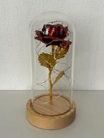 Gouden roos onder stolp met verlichting, Nieuw, Ophalen of Verzenden
