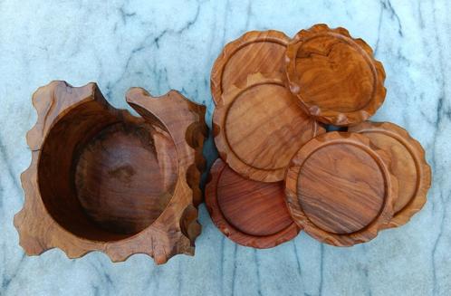 Vintage new old stock onderzetters set 6 stuks hout (FB7), Huis en Inrichting, Woonaccessoires | Onderzetters, Nieuw, Overig, Ophalen of Verzenden
