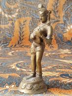 Mooi oud antiek brons beeldje uit India van een Devi 14 cm., Antiek en Kunst, Ophalen of Verzenden