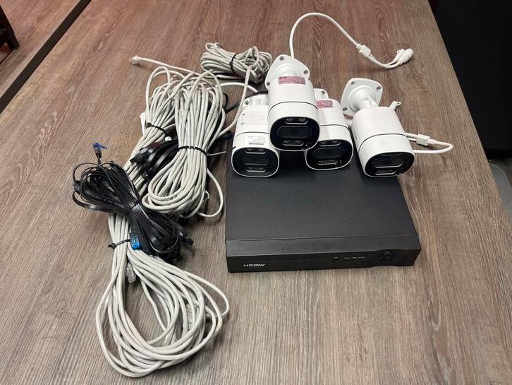 H.View Videobewakingssysteem met 4 Camera's, Audio, Tv en Foto, Videobewaking, Gebruikt, Buitencamera, Ophalen of Verzenden