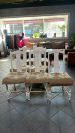 Landelijke houten stoelen met kussentje, Ophalen, Gebruikt, Wit, Vijf, Zes of meer stoelen