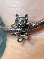 Zilveren S925 hangende kat bedel, Verzenden, Zo goed als nieuw, Zilver, Overige merken
