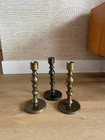 Kandelaar 3 stuks kleur brons en bruin beschikbaar voor biedingen