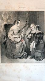 Antieke Litho 34x25cm. Per stuk te koop. Serie1., Ophalen of Verzenden