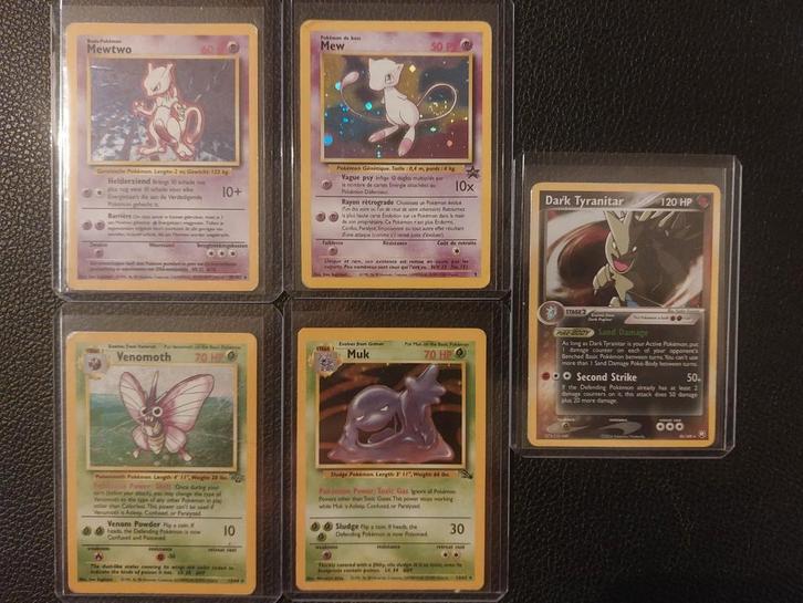 Pokémon - Mew, Mewtwo, Tyranitar (Played / Poor), Hobby en Vrije tijd, Verzamelkaartspellen | Pokémon, Gebruikt, Meerdere kaarten