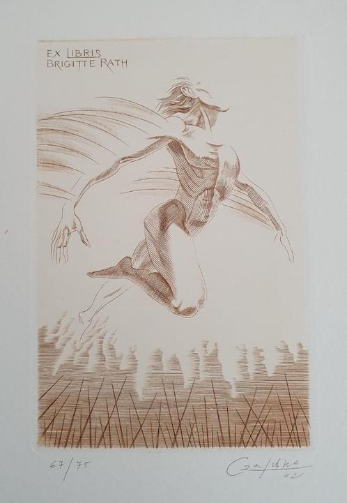 Exlibris /Ex libris J. Czaschka, Ikarus (mythologie), Antiek en Kunst, Kunst | Etsen en Gravures, Verzenden