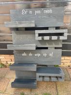 Houten Wijnrek met Tekst, Huis en Inrichting, Woonaccessoires | Wijnrekken, Ophalen, 5 tot 15 flessen, Zo goed als nieuw, 75 cm of meer