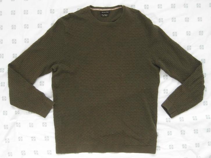 Massimo Dutti groene trui, mosgroen, maat M, katoen cashmere, Kleding | Heren, Truien en Vesten, Zo goed als nieuw, Maat 48/50 (M)