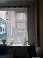 Twee sets linnen Gordijn met gordijnroede, Huis en Inrichting, Stoffering | Gordijnen en Lamellen, 100 tot 150 cm, Crème, 200 cm of meer