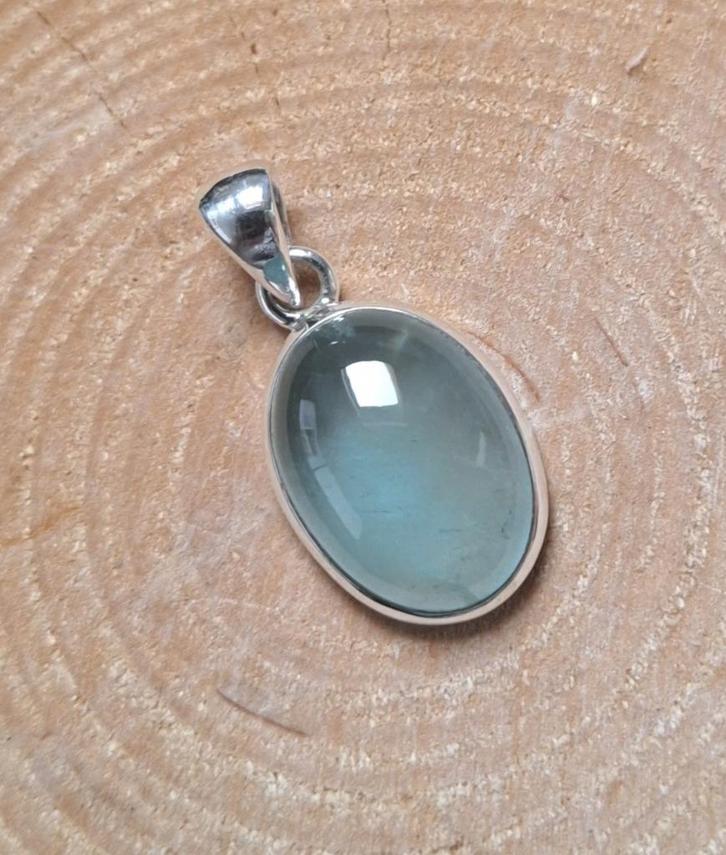 zilveren hanger met natuurlijke Aquamarijn steen zilver 925, Sieraden, Tassen en Uiterlijk, Kettinghangers, Nieuw, Zilver, Blauw