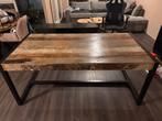 Robuuste Eettafel met Metalen Onderstel 180cm, Gebruikt, 100 tot 150 cm, Ophalen of Verzenden, 150 tot 200 cm