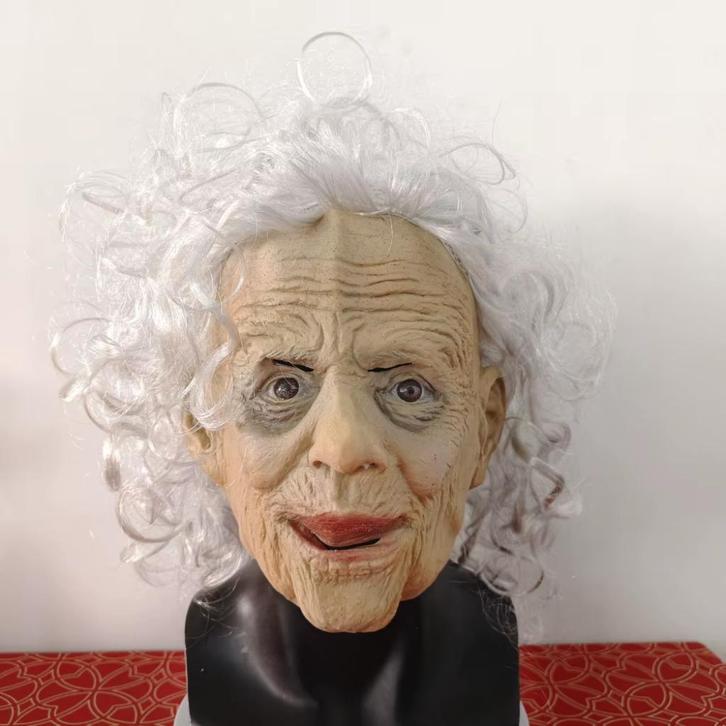 Grijze Oma Gezicht Masker Latex, Hobby en Vrije tijd, Feestartikelen, Nieuw, Feestartikel, Overige, Verzenden