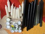 Kaarsen: 5 zwarte, 5 grijze gedraaid, 8 witte, theelichtjes, Ophalen of Verzenden, Overige materialen, Kaars, Minder dan 25 cm