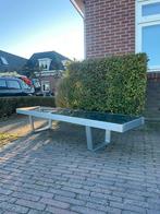 Vintage design side table salontafel staal glas, Ophalen, Gebruikt, Rechthoekig, Glas