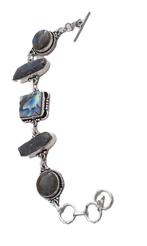 zilver armband Kyaniet Abalone Schelp,, Sieraden, Tassen en Uiterlijk, Armbanden, Overige kleuren, Verzenden, Nieuw, Met edelsteen