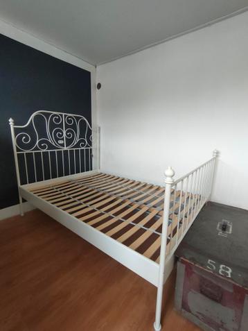 Leirvik Ikea - wit metalen bedframe - 140x200cm - afbeelding 1