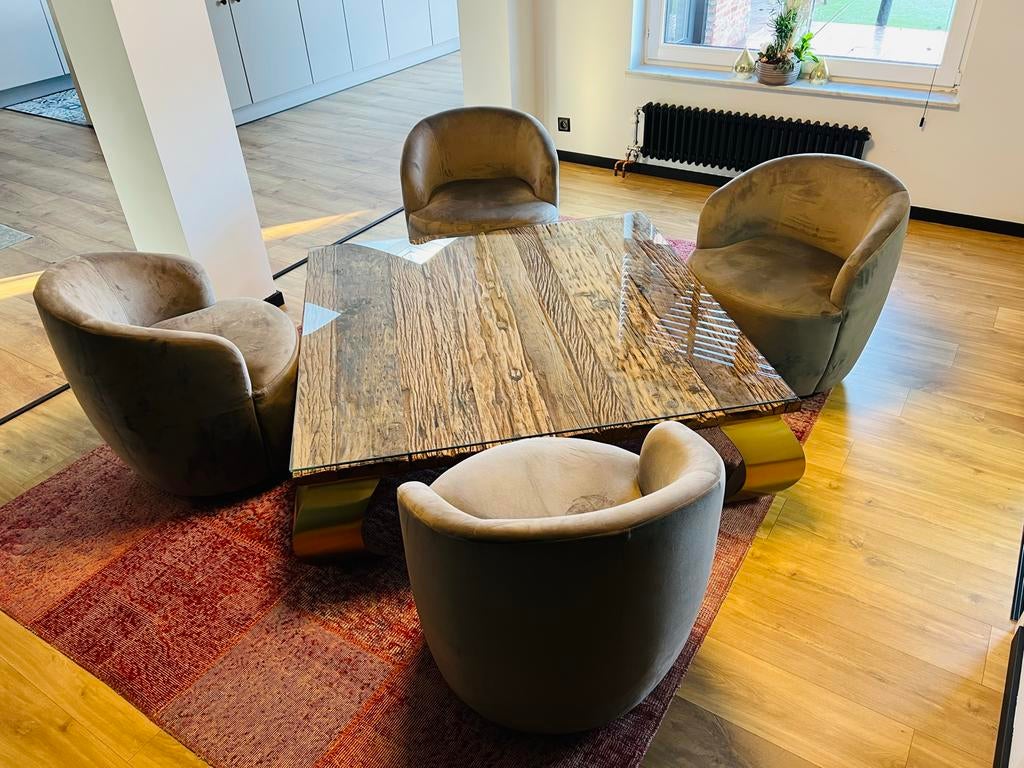 Velour poefen 4x, Huis en Inrichting, Banken | Voetenbanken en Poefen, Ophalen, Zo goed als nieuw, Rechthoekig, 50 tot 75 cm