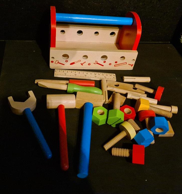 Bigjigs Houten Gereedschapskist te koop, Kinderen en Baby's, Speelgoed | Educatief en Creatief, Gebruikt, Knutselen, Bouwen, Ophalen of Verzenden