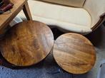 2 mangohout salontafels, Ophalen, 50 tot 100 cm, Rond, 50 tot 100 cm