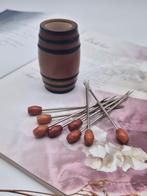 Vintage Cocktailvorkjes in Houten Tonnetje, Antiek en Kunst, Ophalen of Verzenden