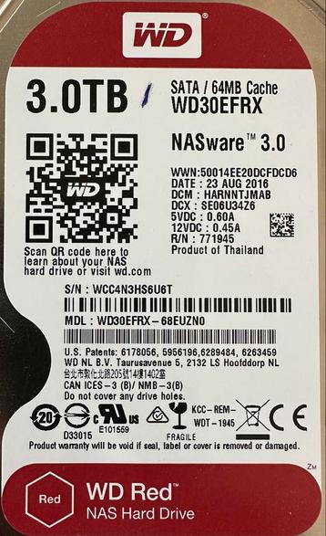 3x WD Red 3TB NAS HDD - WD30EFRX beschikbaar voor biedingen