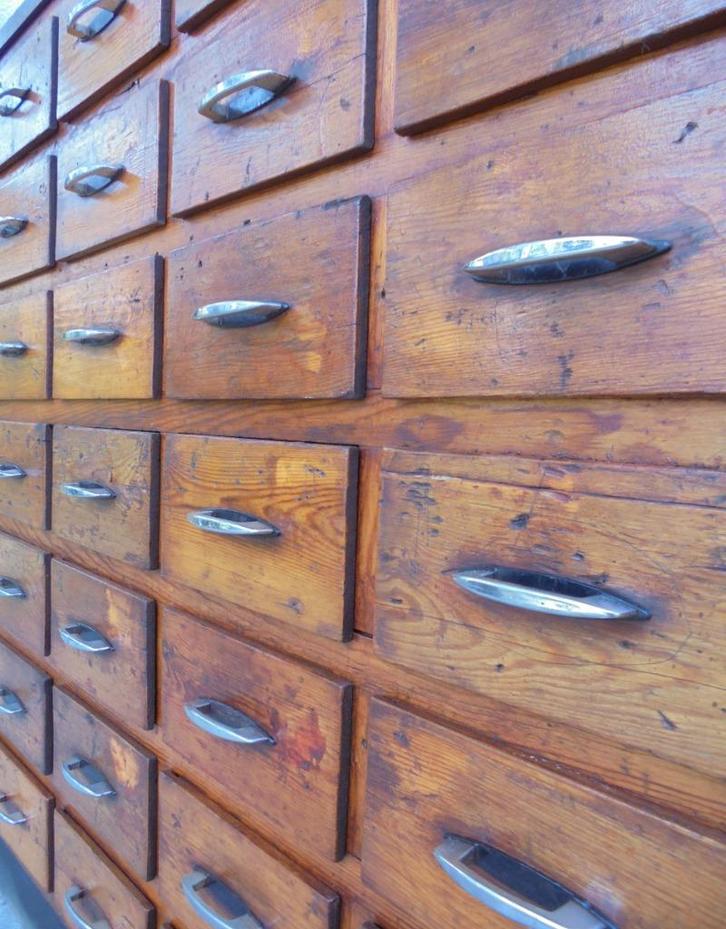 Industriële ladekast apothekerskast winkelkast werkplaats, Huis en Inrichting, Kasten | Ladekasten, Gebruikt, 100 tot 150 cm, 100 tot 150 cm