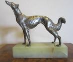 Antieke art deco bronzen windhond barzoi, Louis Carvin, Antiek en Kunst, Verzenden