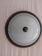 Plafonnière 30 cm rond, brons met wit glas, Ophalen of Verzenden, Zo goed als nieuw, Glas