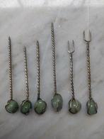 Verzilverde prikkers met Edelsteen - Set van 6, Antiek en Kunst, Ophalen of Verzenden, Zilver