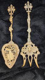 Antiek Italiaanse Filigraan Salade Bestek Fleur de Lis, Antiek en Kunst, Ophalen of Verzenden