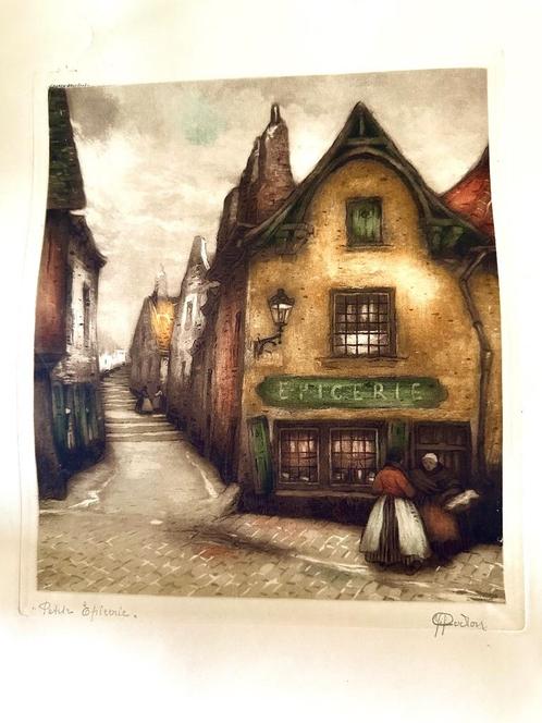 Jef Codron Ets Aquatint Handgesigneerd in potlood schilderij, Antiek en Kunst, Kunst | Schilderijen | Klassiek, Verzenden