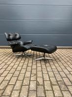 Vroege Vitra Eames Lounge Chair + Ottoman, black on black, Knoll togo ligne roset artifort flos b&b italia cassina sede cor, Leer