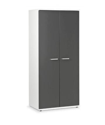 Draaideurkast met 3 legplanken. Kleur wit/donkergrijs beschikbaar voor biedingen