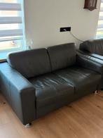 Leren antraciet bank, Huis en Inrichting, Banken | Bankstellen, Ophalen, Gebruikt, Minder dan 75 cm, 150 tot 200 cm