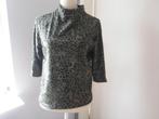 zgan mooi groen / zwart panterprint shirt, mt M, turtle hals, Maat 38/40 (M), Verzenden, Zo goed als nieuw, Lange mouw